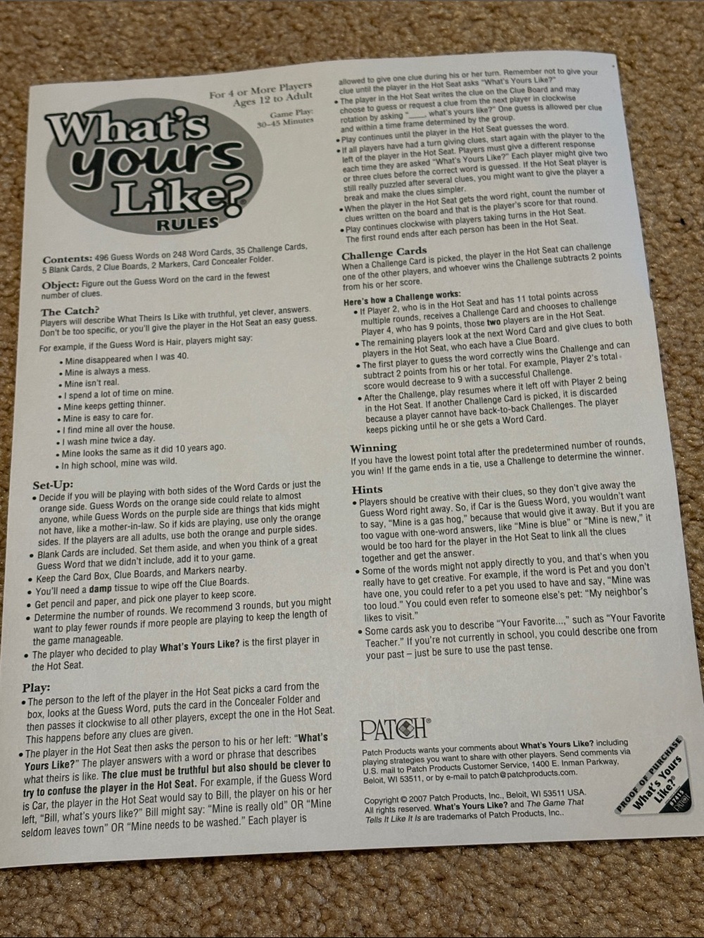 What's Yours Like? Board Game - Picture 5 of 5